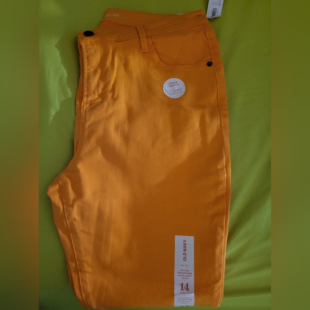 Old Navy Vibrant Orange Rockstar Pants - Picture 3 of 7